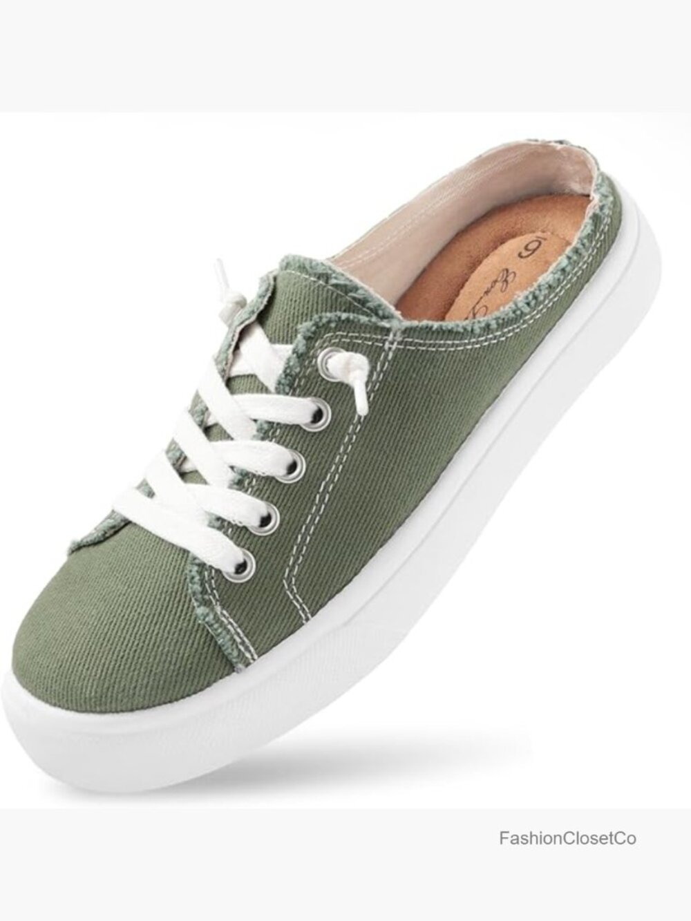 Slip-on Canvas Mule Sneakers with Suede Memory Foam Insole